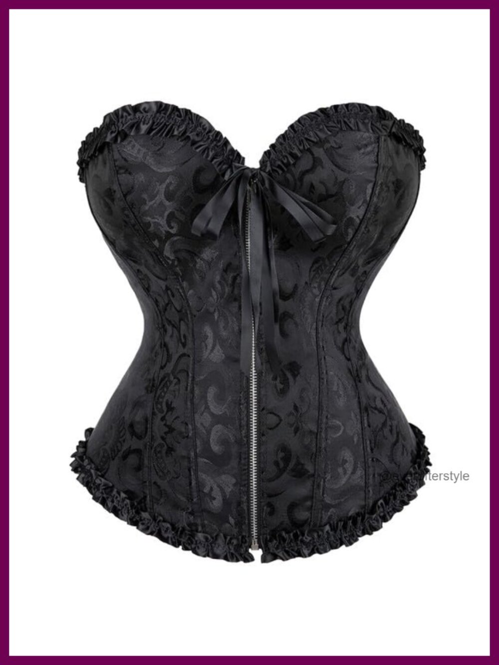 Lace Corset Top Front Zipper Bustier Shapewear Hourglass Waist